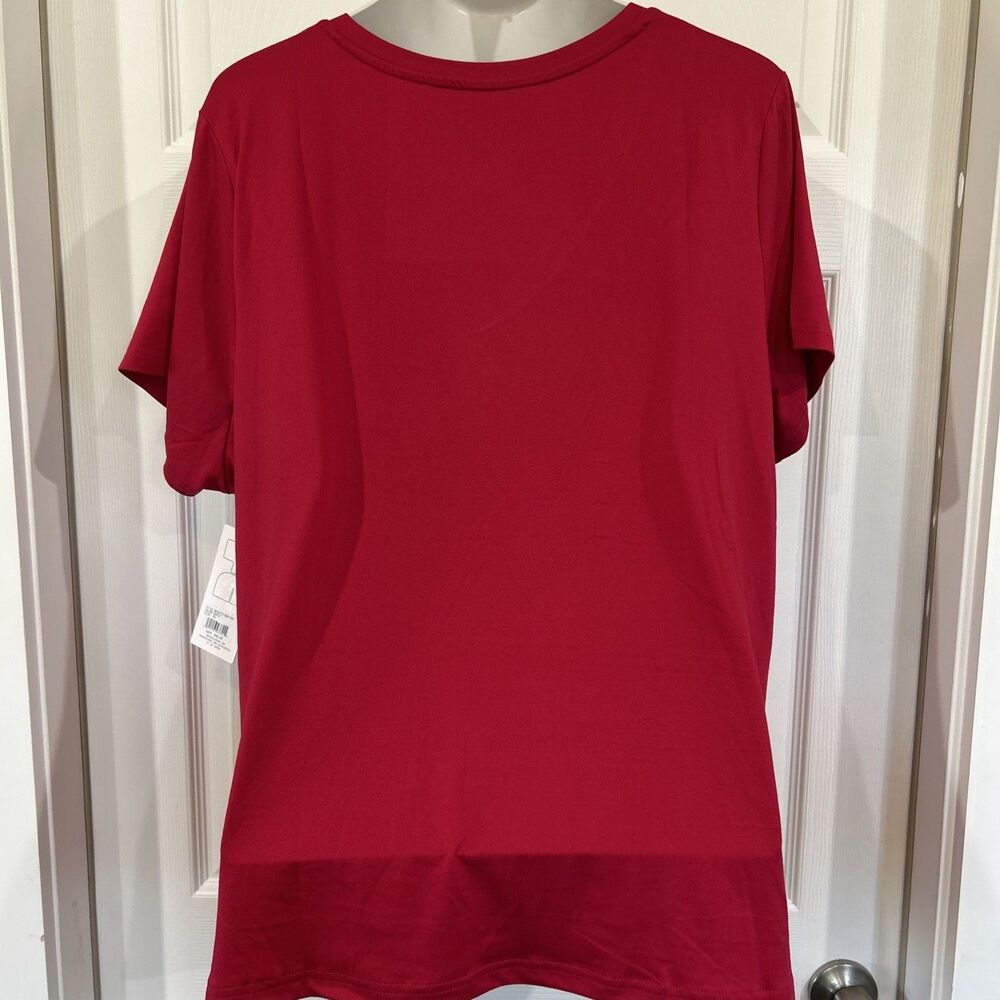 Fit Collective Soft V Neck Plus Size 3X Red Shirt Top Casual Fitness Stretch - Picture 7 of 9